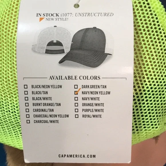 NWT Fox Sports navy neon yellow baseball cap hat unisex one size fits most - Picture 5 of 7